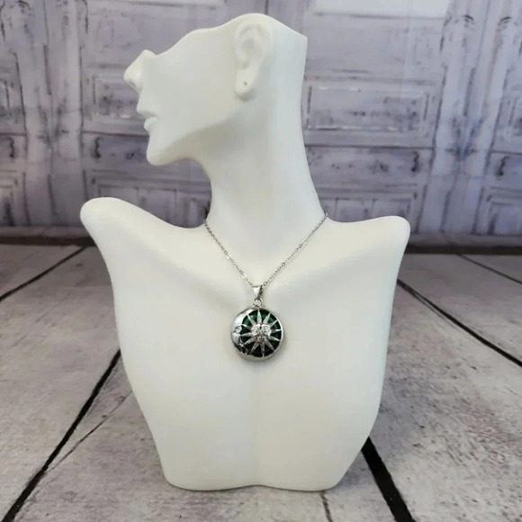 Malachite Sun and Moon Pendant Necklace - Picture 8 of 8